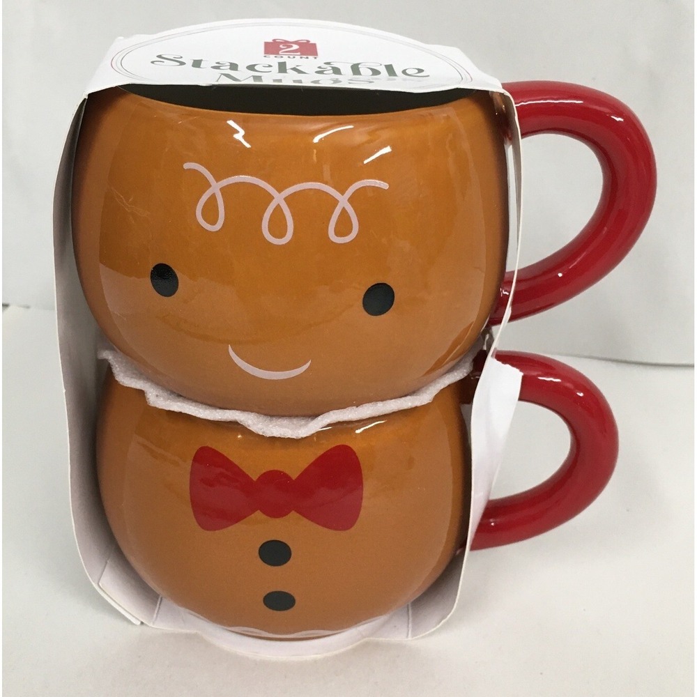 Target Threshold Gingerbread Man Stackable Mugs 2023Christmas Holiday Brand New